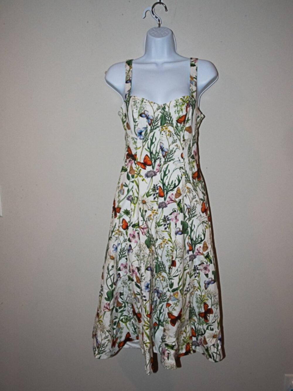 NWT Avec Les Filles Midi Dress Butterfly Pattern Size 2